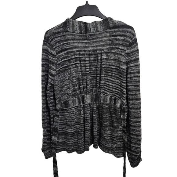 Y2K Striped Tie Front Cardigan. Cinched sleeves and large waist band. Size XL. - Picture 2 of 7